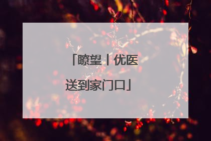 瞭望丨优医送到家门口