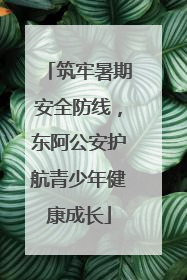 筑牢暑期安全防线，东阿公安护航青少年健康成长