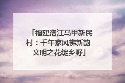 福建洛江马甲新民村：千年家风拂新韵 文明之花绽乡野