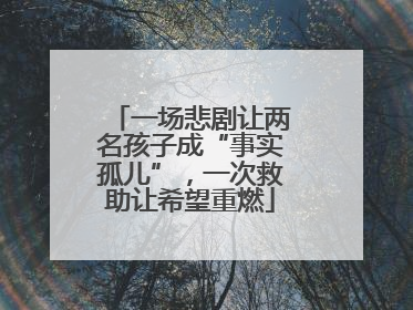一场悲剧让两名孩子成“事实孤儿”，一次救助让希望重燃
