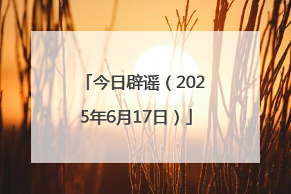 今日辟谣（2025年6月17日）