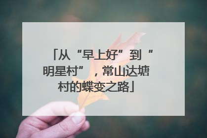 从“早上好”到“明星村”，常山达塘村的蝶变之路