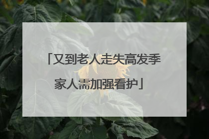 又到老人走失高发季 家人需加强看护