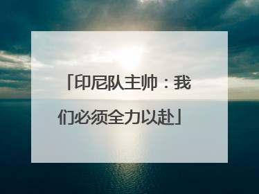 印尼队主帅：我们必须全力以赴