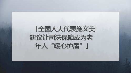 全国人大代表施文美建议让司法保障成为老年人“暖心护盾”