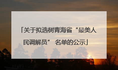 关于拟选树青海省“最美人民调解员” 名单的公示