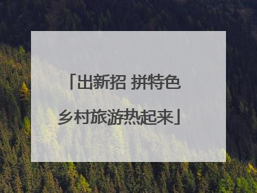 出新招 拼特色 乡村旅游热起来