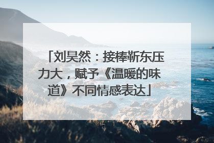 刘昊然：接棒靳东压力大，赋予《温暖的味道》不同情感表达
