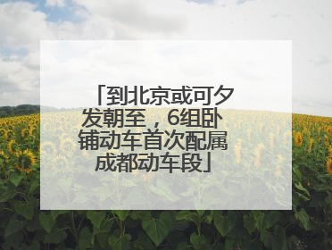 到北京或可夕发朝至，6组卧铺动车首次配属成都动车段