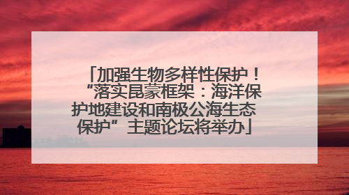 加强生物多样性保护！“落实昆蒙框架：海洋保护地建设和南极公海生态保护”主题论坛将举办