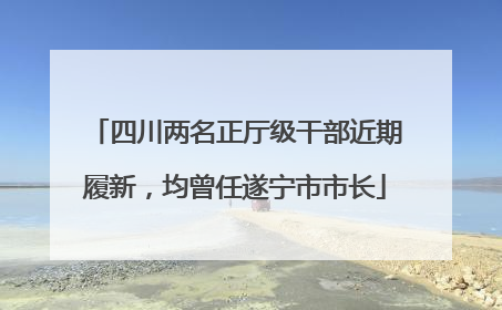 四川两名正厅级干部近期履新，均曾任遂宁市市长