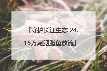 守护长江生态 24.15万尾胭脂鱼放流