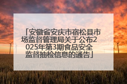 安徽省安庆市宿松县市场监督管理局关于公布2025年第3期食品安全监督抽检信息的通告
