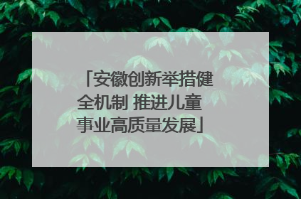 安徽创新举措健全机制 推进儿童事业高质量发展