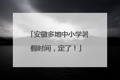 安徽多地中小学暑假时间，定了！