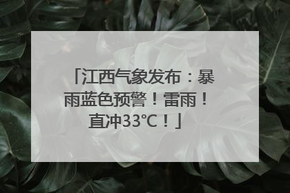 江西气象发布：暴雨蓝色预警！雷雨！直冲33℃！