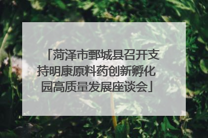 菏泽市鄄城县召开支持明康原料药创新孵化园高质量发展座谈会