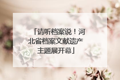请听档案说！河北省档案文献遗产主题展开幕