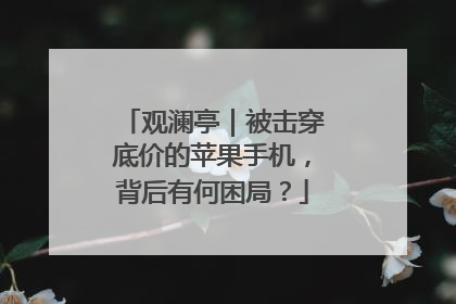 观澜亭｜被击穿底价的苹果手机，背后有何困局？