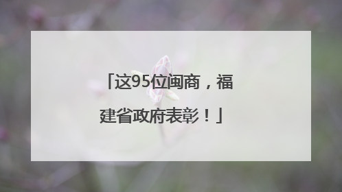 这95位闽商，福建省政府表彰！
