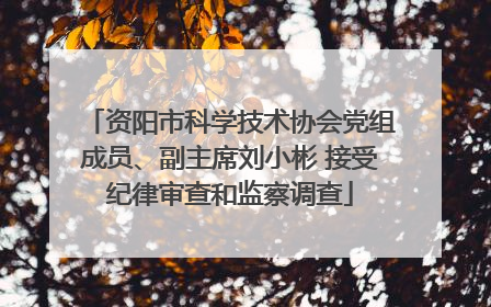 资阳市科学技术协会党组成员、副主席刘小彬 接受纪律审查和监察调查