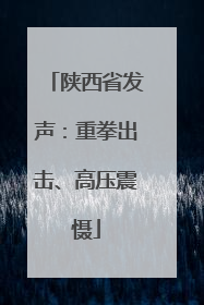 陕西省发声：重拳出击、高压震慑