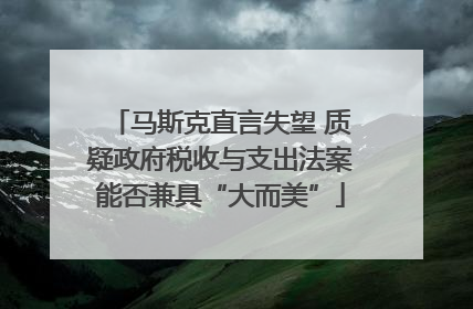 马斯克直言失望 质疑政府税收与支出法案能否兼具“大而美”