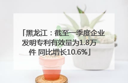 黑龙江：截至一季度企业发明专利有效量为1.8万件 同比增长10.6%