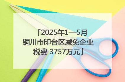 2025年1—5月铜川市印台区减免企业税费 3757万元
